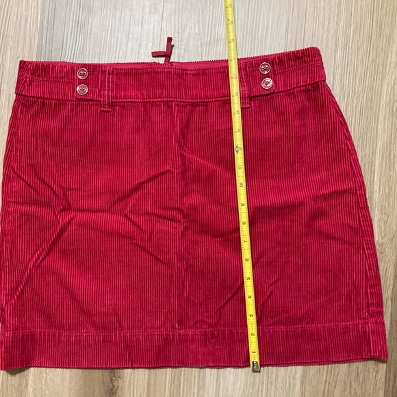 LOFT, red, corduroy mini skirt with button detail - Picture 5 of 7